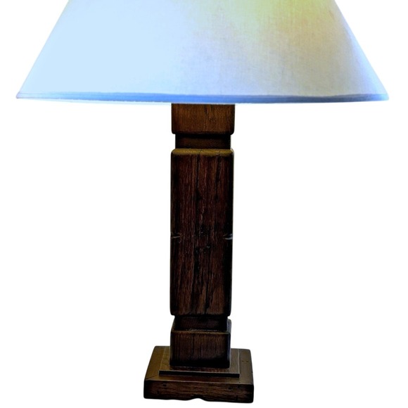 VINTAGE Table Lamp Wooden Base ‎ Vtg MCM Rustic Cottage-No Shade - Picture 1 of 16